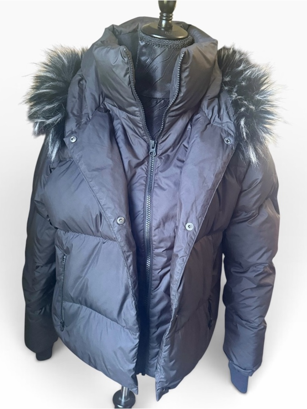 The North Face Black Down Puffer Faux Fur Hood Jacket M - Picture 4 of 13